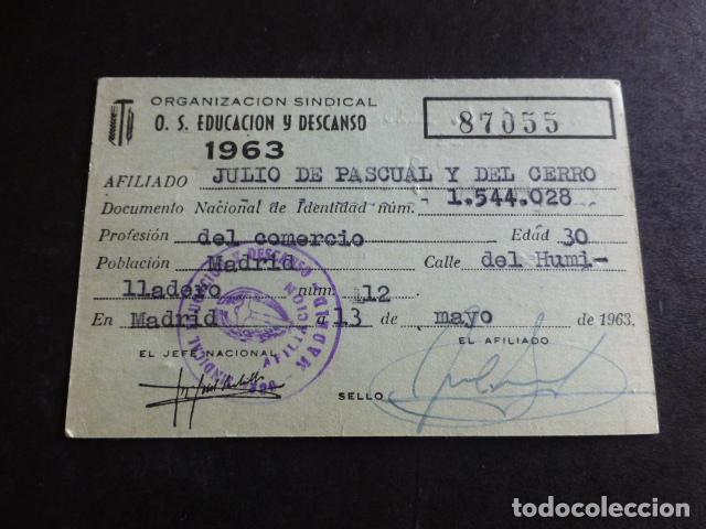 Documenti antichi: CARNET EDUCACION Y DESCANSO 1963