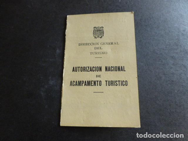 Documenti antichi: CARNET AUTORIZACION NACIONAL DE ACAMPAMENTO TURISTICO 1962