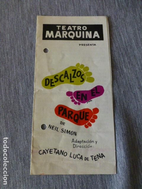 Documentos antiguos: TEATRO MARQUINA PROGRAMA DESCALZOS EN EL PARQUE - Foto 1