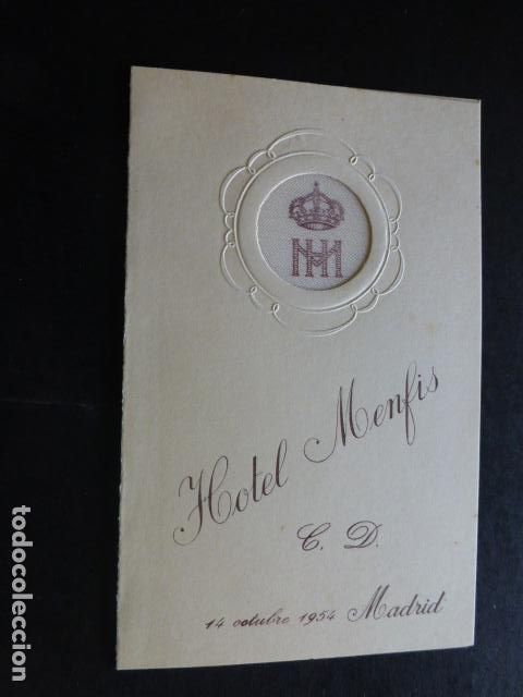 Documenti antichi: MENU HOTEL MENFIS MADRID 1954