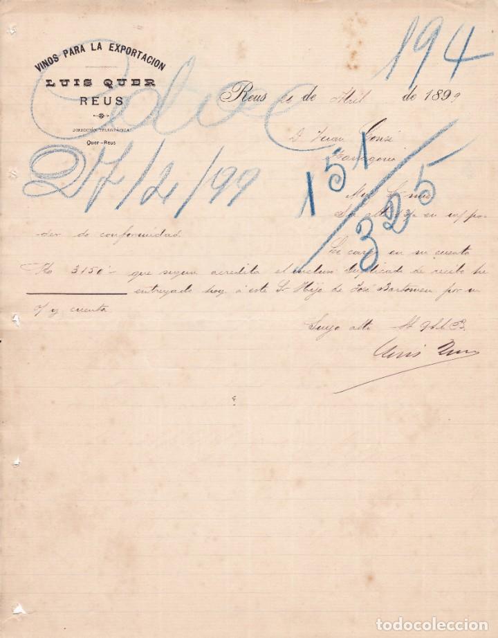 Documentos antiguos: Albar&aacute;n Luis Quer Reus Tarragona 1899 - Foto 1