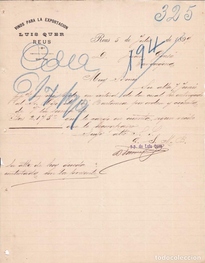 Documentos antiguos: albar&aacute;n Luis Quer Reus 1899 - Foto 1