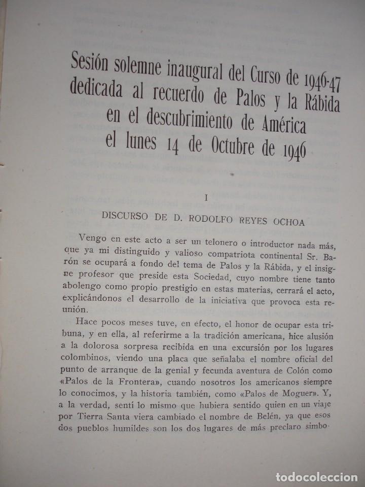 Documentos antigos: PALOS Y LA RABIDA EN EL DESCUBRIMIENTO DE AMERICA.REYES OCHOA