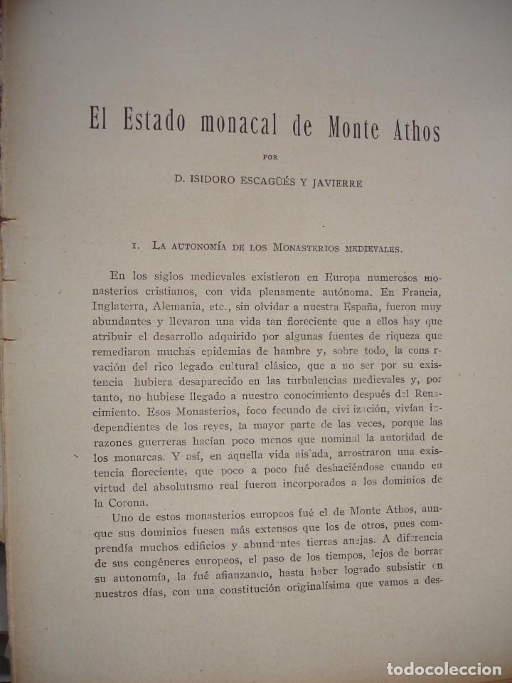 Documentos antiguos: ESTADO MONACAL DE MONTE ATHOS.ESCAG&Uuml;ES Y JAVIERRE. - Foto 1