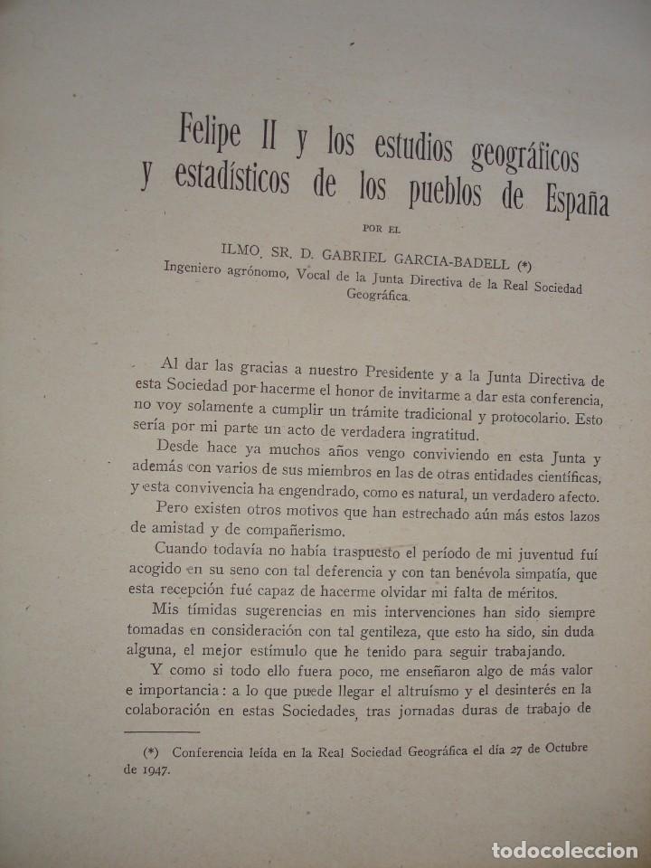 Documentos antiguos: FELIPE II Y LOS ESTUDIOS GEOGRAFICOS ESTADISTICOS PUEBLOS DE ESPA&Ntilde;A.GARCIA BADELL.