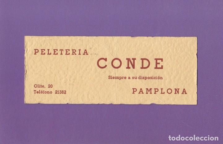 Documentos antiguos: TARJETA COMERCIAL DE VISITA. PELETERIA CONDE (PAMPLONA)