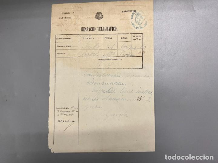 Documentos antiguos: TEL&Eacute;GRAFO. DE SEVILLA A CADIZ. A&Ntilde;O 1878. - Foto 1