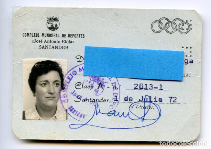 Documentos antiguos: Carnet, complejo municipal de deportes Jos&eacute; Antonio Elola de Santander, 1972