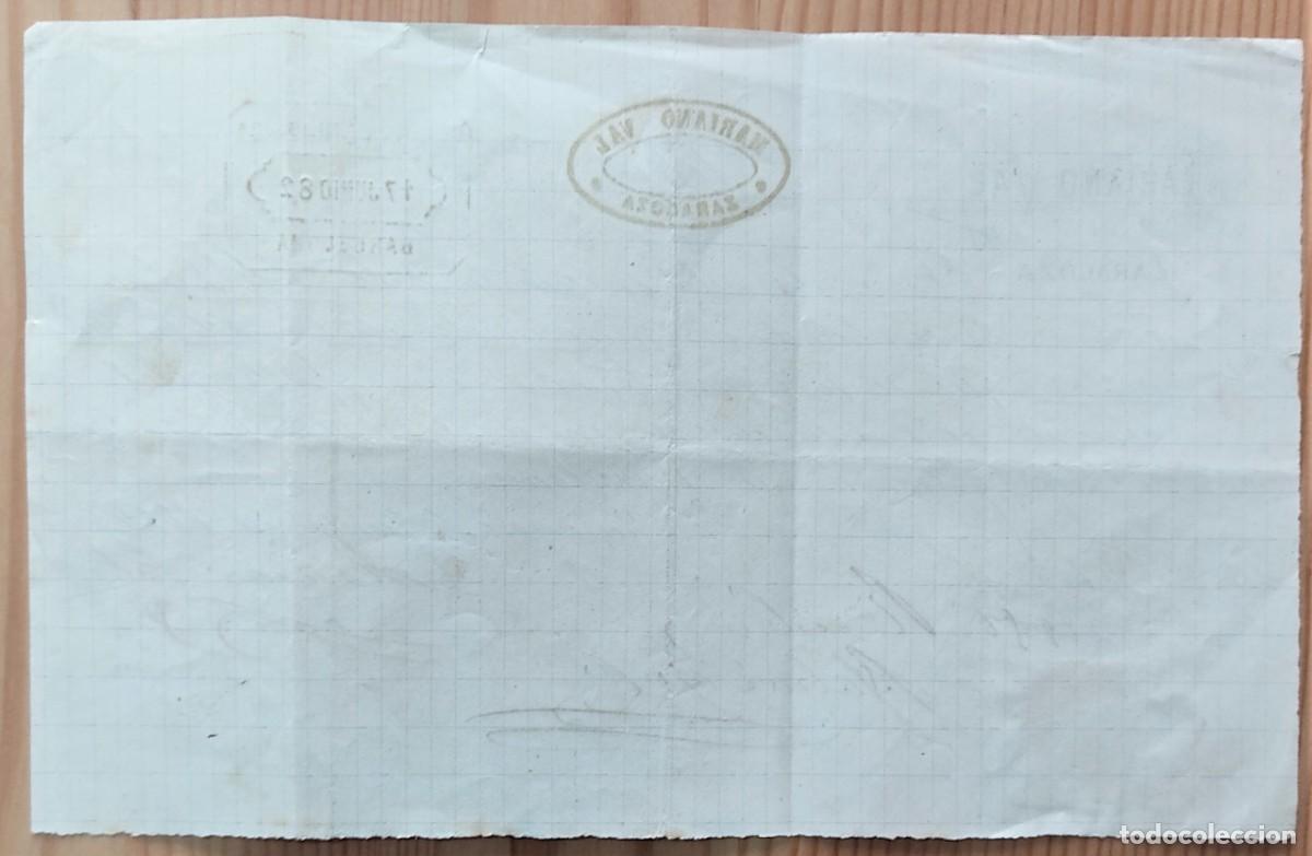 Documentos antiguos: RECIBO DE MARIANO VAL - ZARAGOZA - A&Ntilde;O 1882 - Foto 2