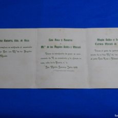 Documentos antiguos: INVITACIÓN DE BODA DE SAN MARTIN DE SARROCA, VILAFRANCA DEL PENEDES AÑO 1908.. Lote 364124556