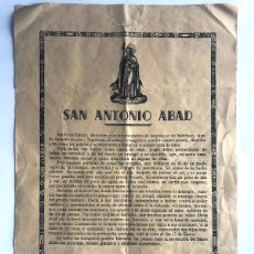 Documentos antiguos: SAN ANTONIO ABAD / ORACIÓN E HISTORIA / BARBASTRO AÑOS 50 / IMP. SANTAMARIA ( 31 X 21 CM. ). Lote 365093261