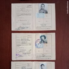 Documentos antiguos: 3 CARNET -DELEGACION NACIONAL DE SINDICATOS - EDUCACION Y DESCANSO - 1952 - ELECTRA VOLTA - VALENCIA. Lote 365859926