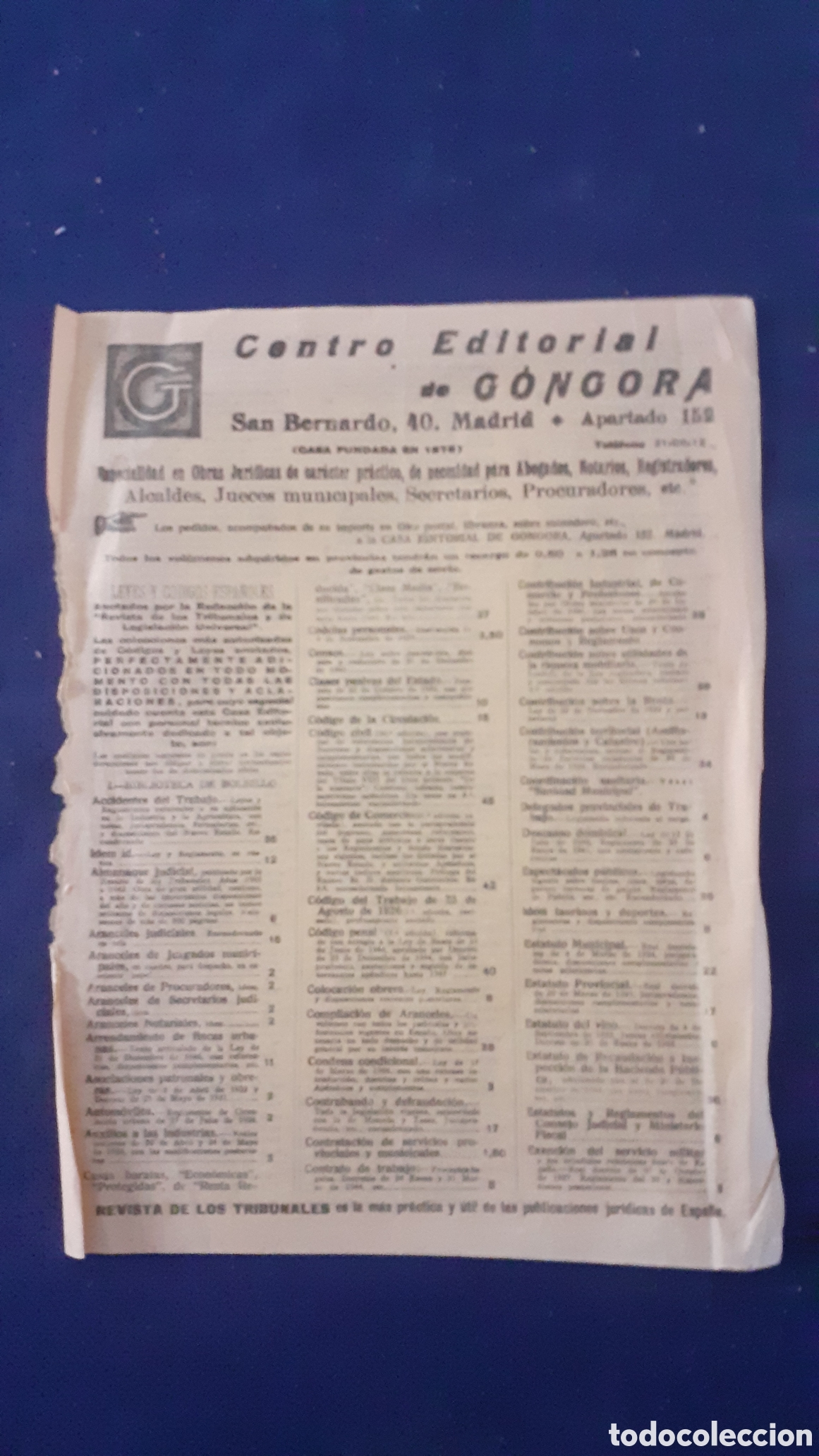 Documentos antiguos: DICTICO CENTRO EDITORIAL DE GONGORA - Foto 1