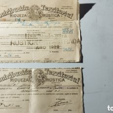Documentos antiguos: RECIBO CONTRIBUCIÓN TERRITORIAL 1930 ALMERÍA TABERNAS. Lote 365945426