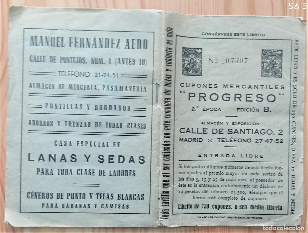 Documentos antiguos: LIBRITO COMPLETO CUPONES MERCANTILES PROGRESO 2&ordm; &Eacute;POCA - MADRID - Foto 2