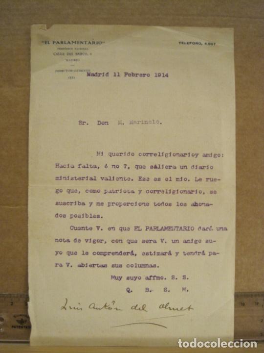 Documentos antiguos: MADRID-EL PARLAMENTARIO-A&Ntilde;O 1914-DOCUMENTO FIRMADO-VER FOTOS-(K-7494)