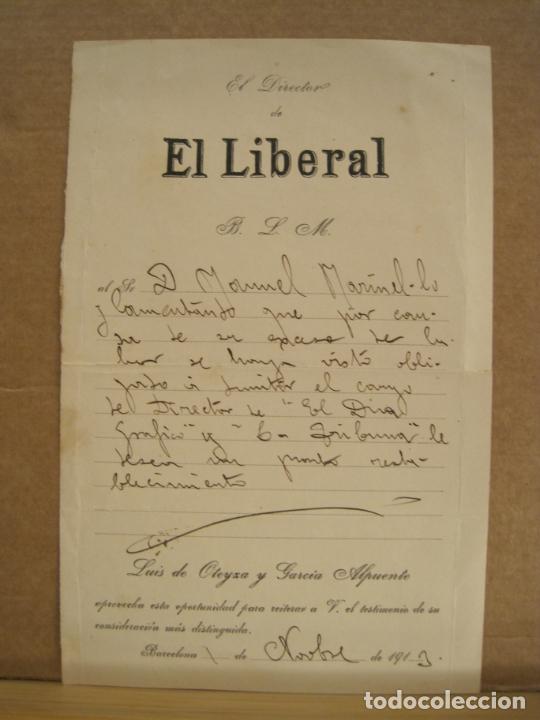 Documentos antiguos: EL DIRECTOR DE EL LIBERAL-A&Ntilde;O 1913-DOCUMENTO MANUSCRITO-VER FOTOS-(K-7495)