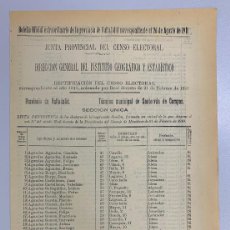 Documenti antichi: SANTERVAS DE CAMPOS - VALLADOLID - 1911 - CENSO DEL TÉRMINO MUNICIPAL MINISTRANTE, ESQUILADOR
