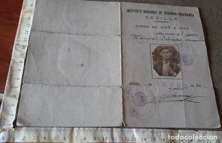 Documentos antiguos: 1933/34 CARTILLA ESCOLAR - INSTITUTO NACIONAL DE SEGUNDA ENSE&Ntilde;ANZA - SEVILLA