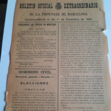 Documentos antiguos: CONVOCATORIA ELECCIONES GENERALES 1920-BOLETIN EXTRAORDINARIO DE LA PROV DE BARCELONA- EDUARDO DATO