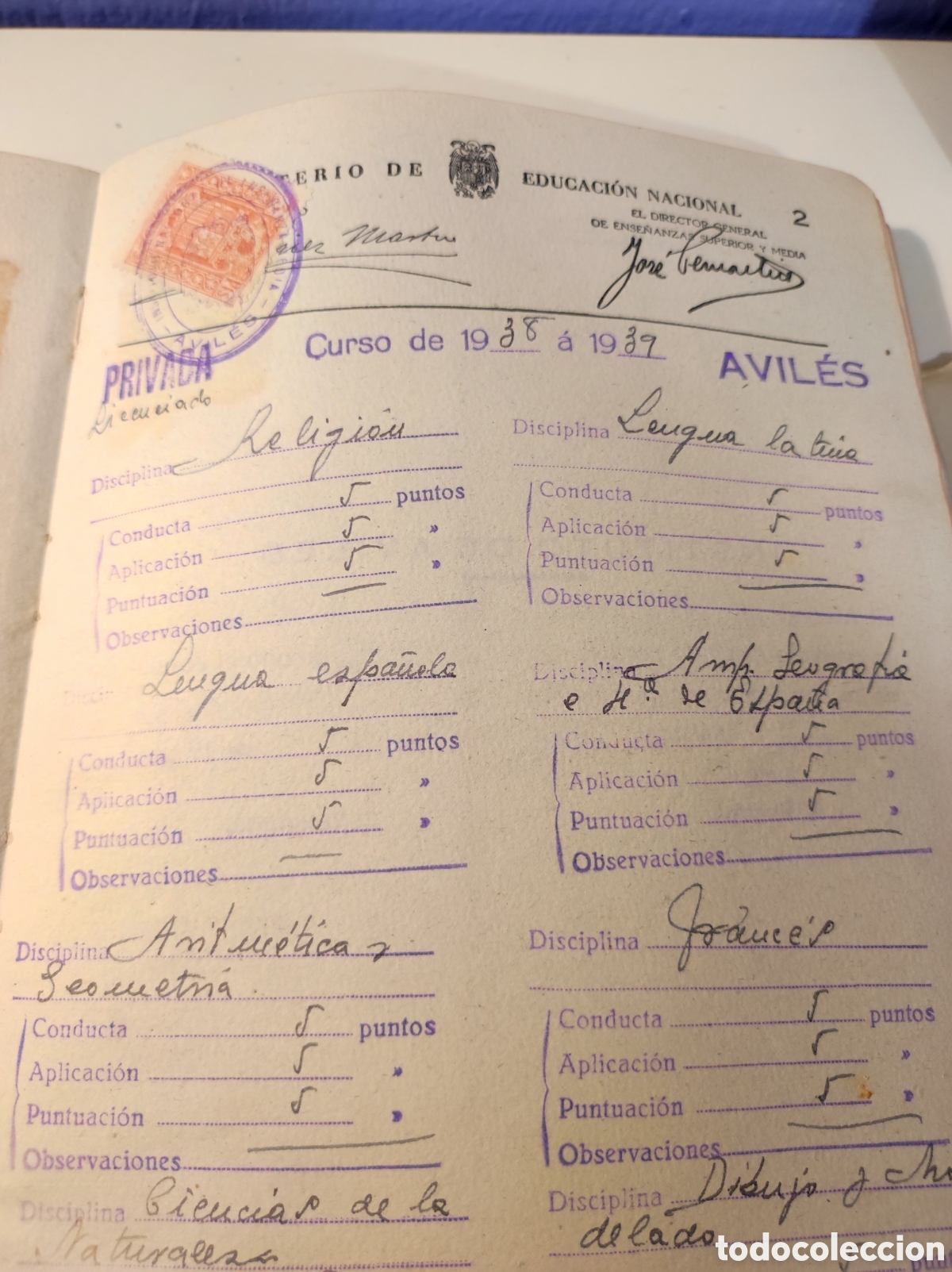 Documentos antiguos: Libro de calificaci&oacute;n escolar mujer 1940 - Foto 4