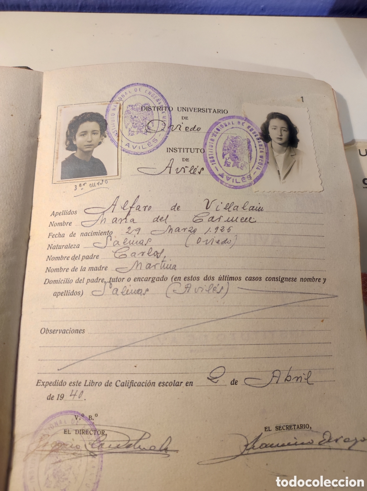 Documentos antiguos: Libro de calificaci&oacute;n escolar mujer 1940 - Foto 3