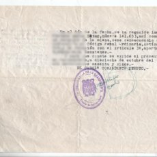 Documentos antiguos: COMANDANCIA GUARCIA CIVIL-RETIRADA PISTOLA STAR - INFRACCION CODIGO PENAL- SALVACAÑETE (CUENCA). Lote 111344331