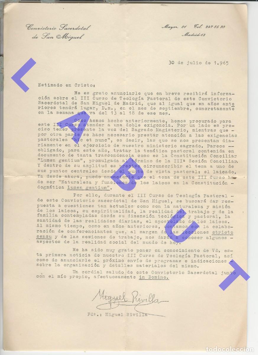 Documentos antiguos: JESUITAS convictorio san miguel madrid 1965 CARTA DE MIGUEL RIVILLA H85