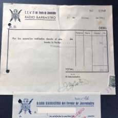 Documentos antiguos: RADIO BARBASTRO Nº 21 DEL FRENTE DE JUVENTUDES / 2 DOCUMENTOS AÑO 1958 / HUESCA. Lote 370750771