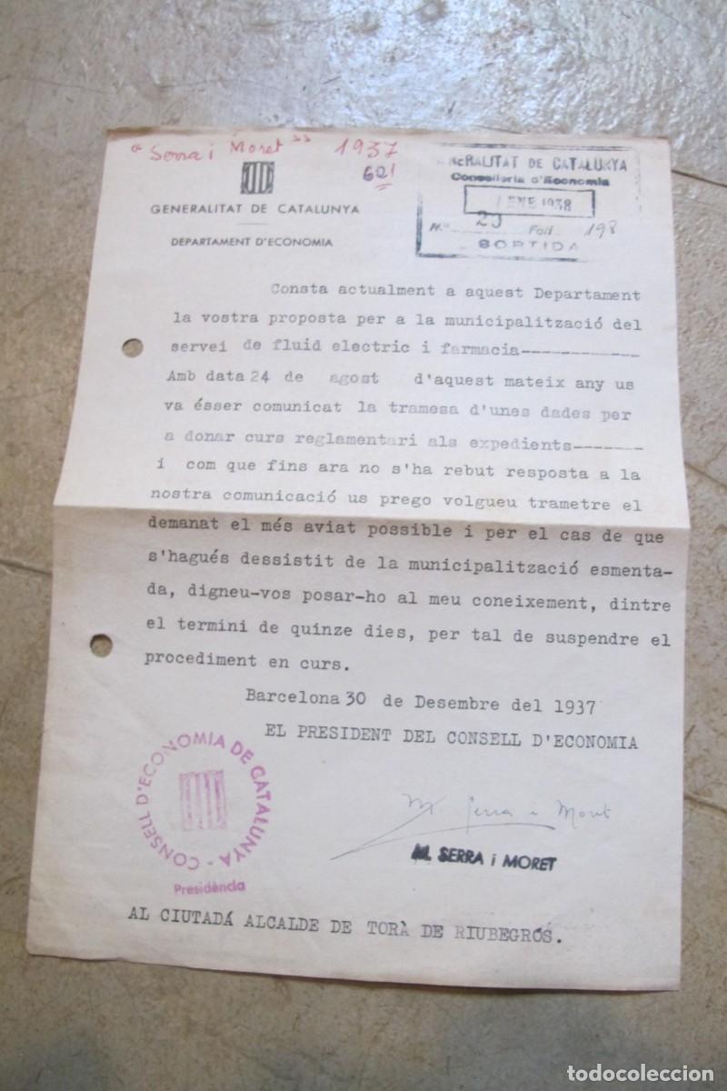 Documentos antiguos: DOCUMENT FIRMAT PER MANUEL SERRA I MORET PRESIDENT DEL PARLAMENT DE CATALUNYA A L'EXILI. 1937