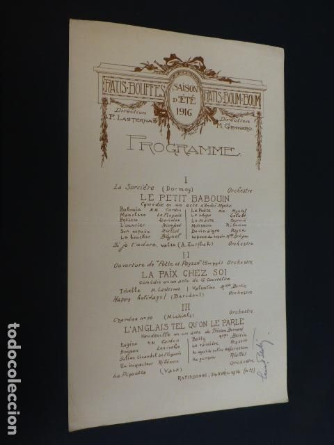 Documentos antiguos: RATISBONA FRANCIA PROGRAMA FUNCION TEATRAL 1916 - Foto 1