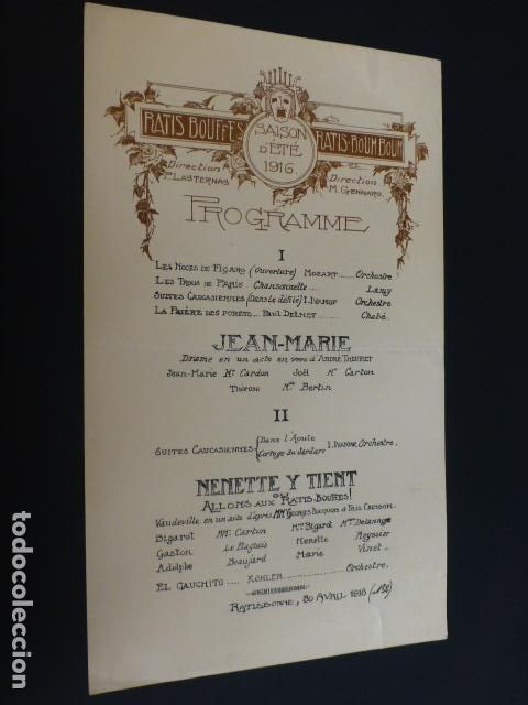 Documentos antiguos: RATISBONA FRANCIA PROGRAMA FUNCION TEATRAL 1916 - Foto 1