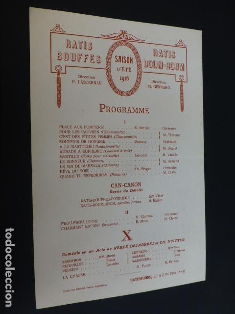 Documentos antiguos: RATISBONA FRANCIA PROGRAMA FUNCION TEATRAL 1916 - Foto 1