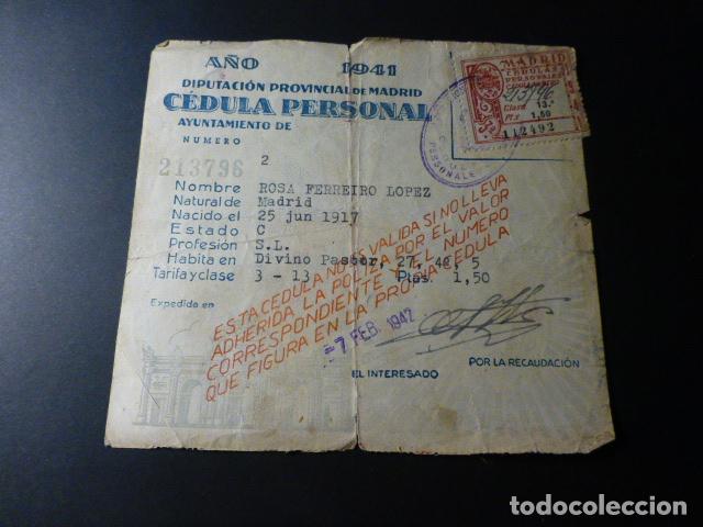 Old Documents: MADRID CEDULA PERSONAL AYUNTAMIENTO 1941