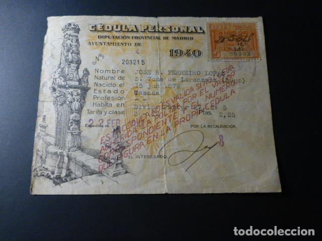 Documentos antiguos: MADRID CEDULA PERSONAL AYUNTAMIENTO 1940 - Foto 1