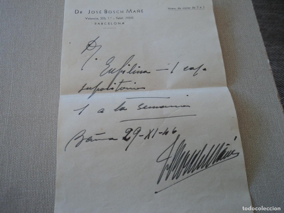 Documents Anciens: ANTIGUA RECETA DE DR. JOSE BOSCH MA&Ntilde;E, 1946