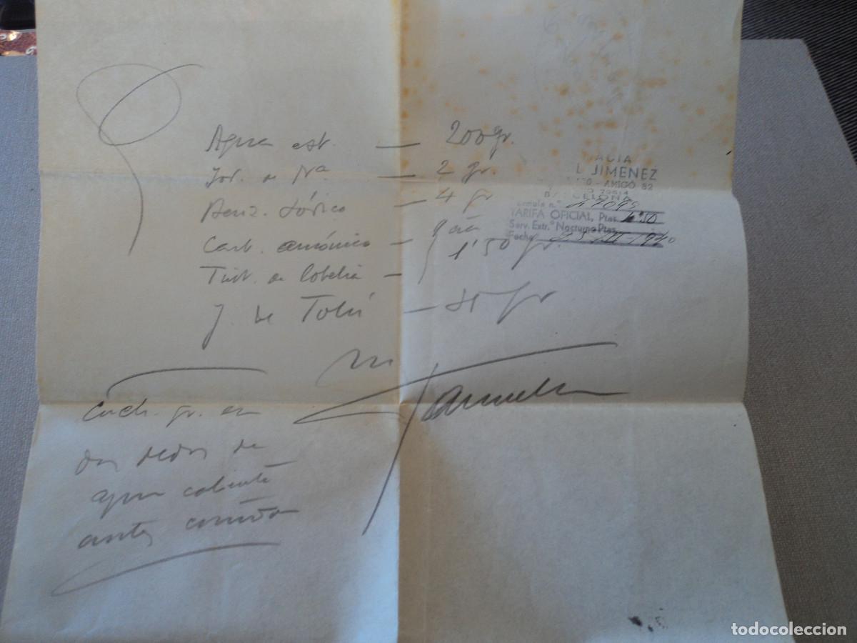 Documents Anciens: ANTIGUA RECETA FARMACIA JIMENEZ, CALLE AMIGO 32, 1946