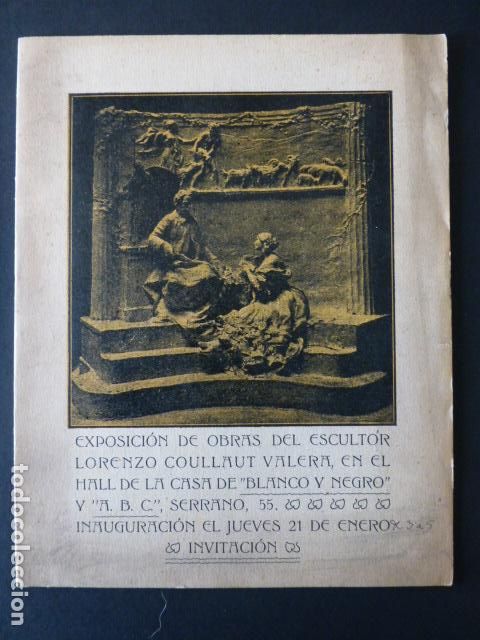 Documentos antiguos: MADRID H. 1915 FOLLETO CATALOGO EXPOSICION DEL ESCULTOR LORENZO COLLAUT VALERA CASA BLANCO Y NEGRO