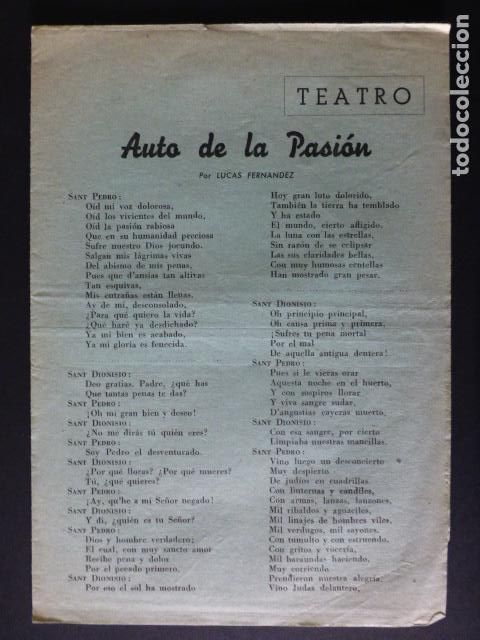 Documentos antigos: AUTO DE LA PASION OBRA TEATRO POR LUCAS FERNANDEZ ANTOLOGIA DE TEXTOS