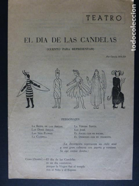 Documentos antigos: EL DIA DE LAS CANDELAS OBRA TEATRO POR CAROLA SOLER ANTOLOGIA DE TEXTOS