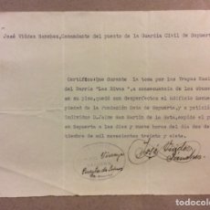 Documentos antiguos: DOCUMENTO DE LA GUARDIA CIVIL DANDO FE AL IMPACTO OBUS GUERRA CIVIL EN ESCUELA DE SOPUERTA (1937)