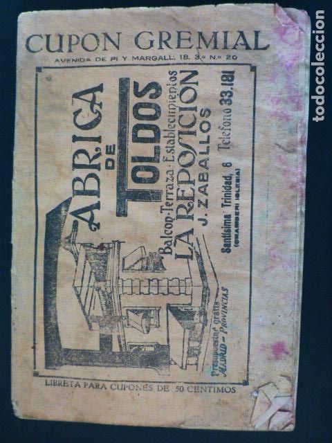 Documentos antiguos: MADRID A&Ntilde;OS 30 SEGUNDA REPUBLICA CUPON GREMIAL CARTILLA CUPONES PUBLICIDAD