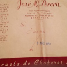 Documentos antiguos: VIEJO SOBRE VACIO PUBLIDAD JOSĘ M PARERA ESCUELA DE CHOFERES MANRESA CALAF IGUALADA VIC BERGA 1958. Lote 377971124