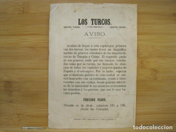 Documentos antiguos: LOS TURCOS-OBJETOS TURCOS-OBJETOS CHINOS-AVISOS-SIGLO XIX-VER FOTOS-(K-8197)