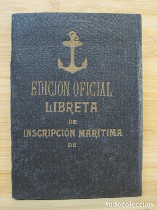 Documentos antiguos: EDICION OFICIAL LIBRETA INSCRIPCION MARITIMA-SELLO PESCA DE LLANES-A&Ntilde;O 1935-VER FOTOS-(K-8284)