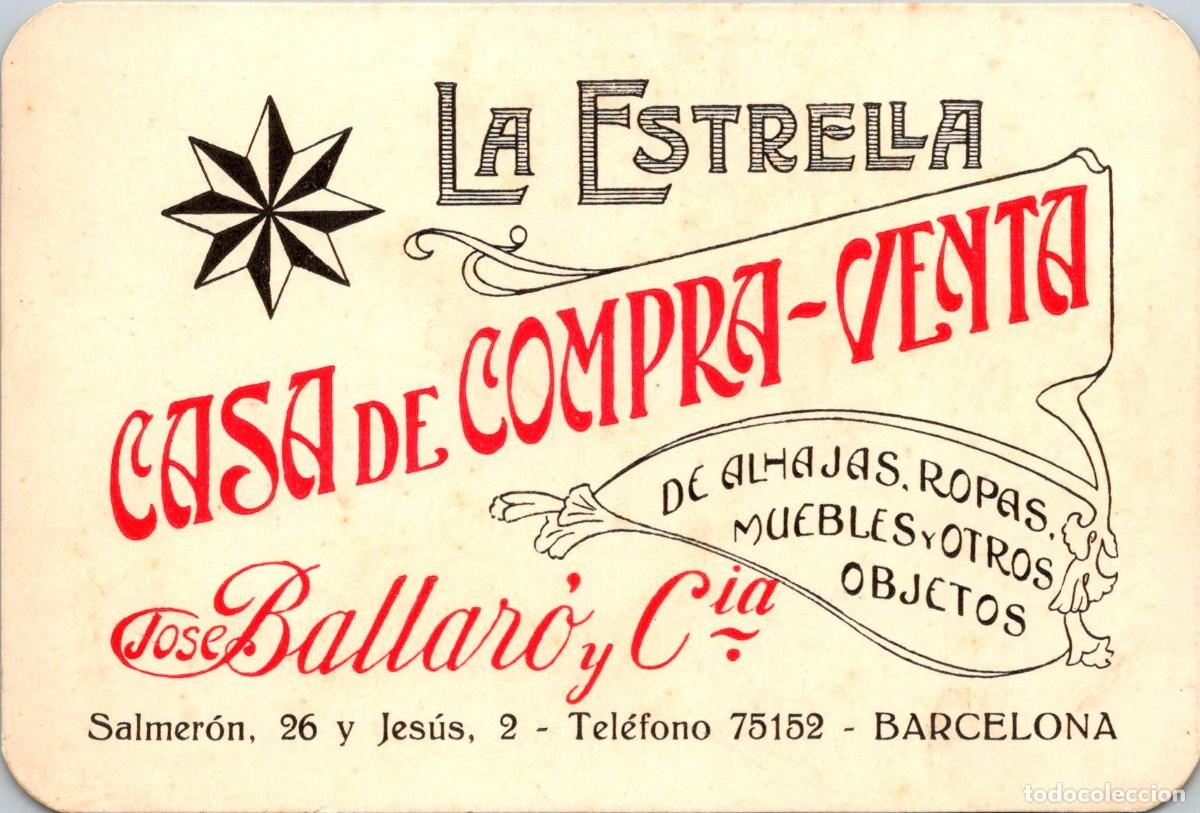 Documentos antiguos: Barcelona - La Estrella - Casa de Compra Venta - Tarjeta Comercial - 145x97mm