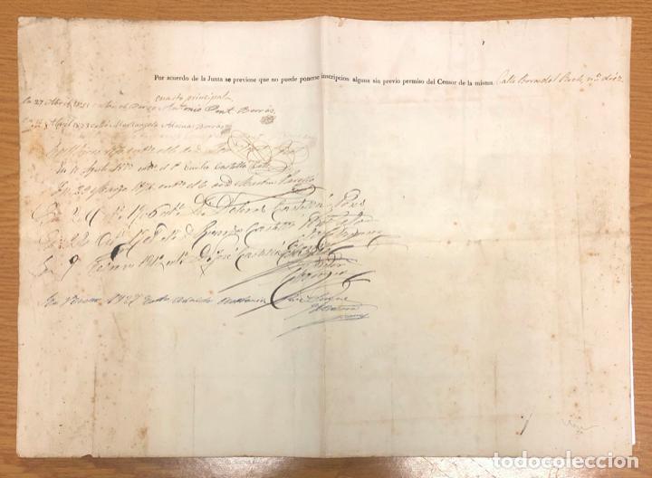 Documentos antiguos: CEMENTERIO GENERAL DE BARCELONA - TITULO DE PROPIEDAD A&Ntilde;O 1851 - Foto 7