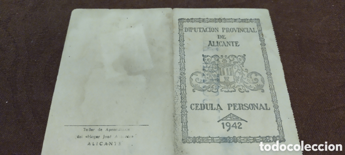 Documentos antiguos: C&eacute;dula personal Alicante 1942 rara - Foto 2
