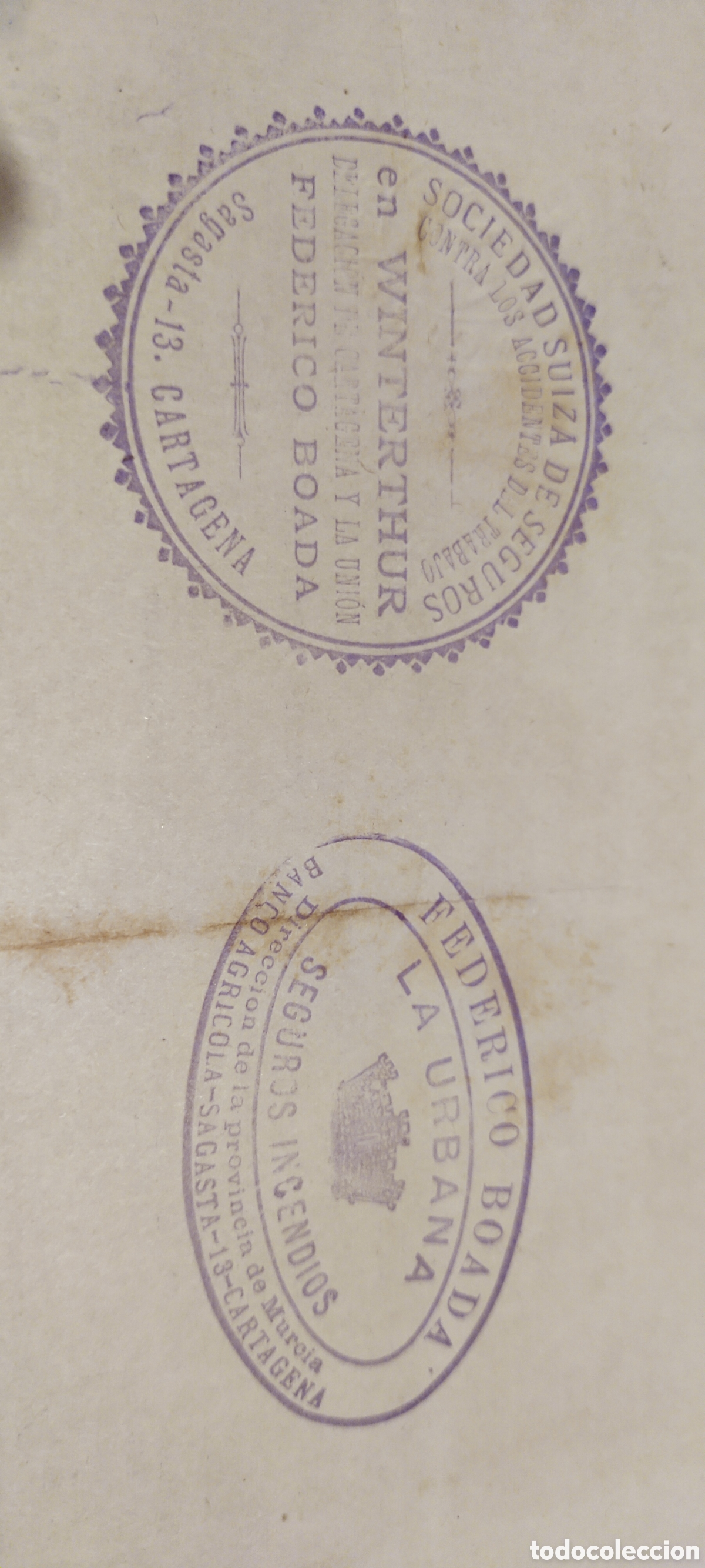 Documentos antiguos: C&eacute;dula personal 1922 Cartagena asegurado - Foto 2