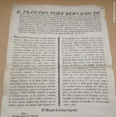 Documentos antiguos: EDICTO REBELION DELS MALCONTENTS 1827 MARQUES DE CAMPO SAGRADO. Lote 385544599